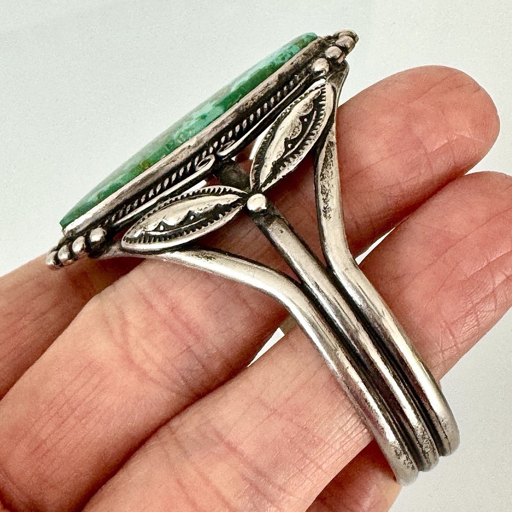 VTG Navajo Cuff Bracelet Turquoise Harvey Era 1960s Marquis Sterling Native Amer - Picture 7 of 14